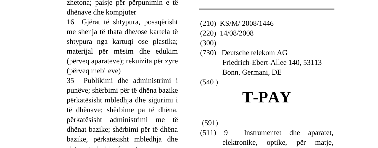 Zëri i markës T-PAY në buletin
