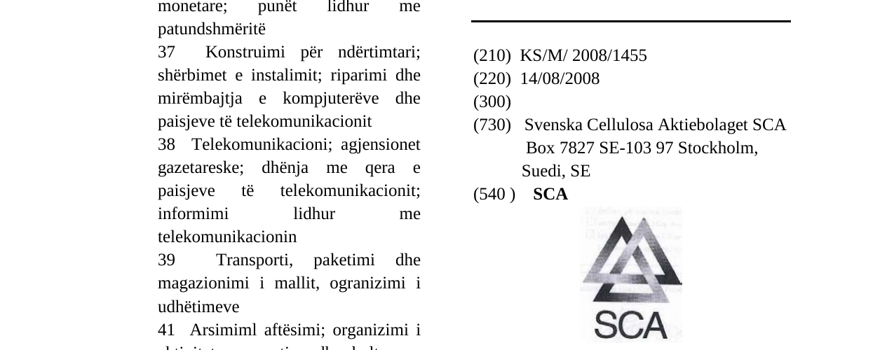 Zëri i markës SCA në buletin