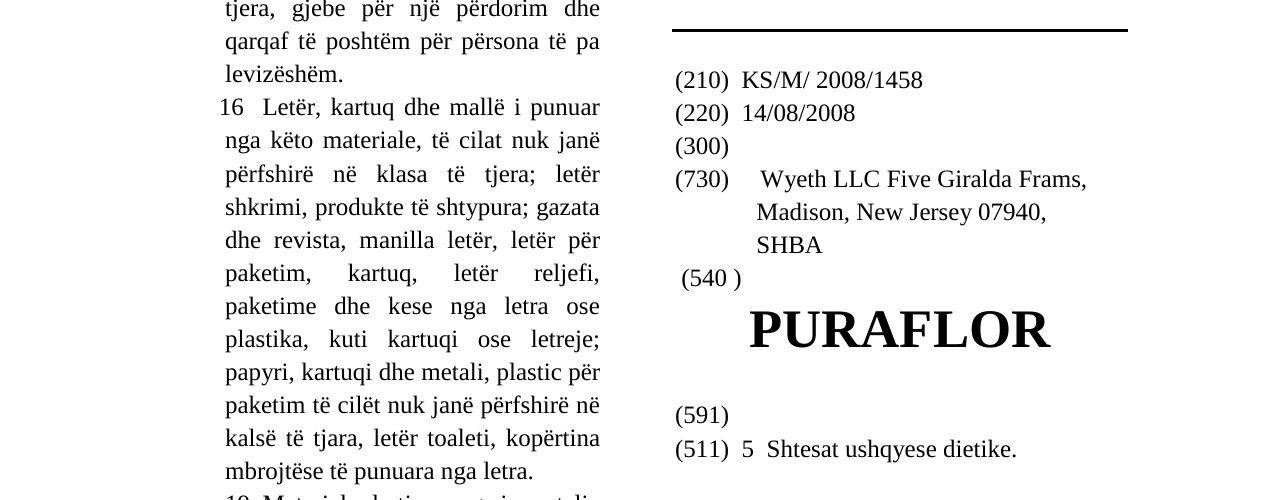 Zëri i markës PURAFLOR në buletin