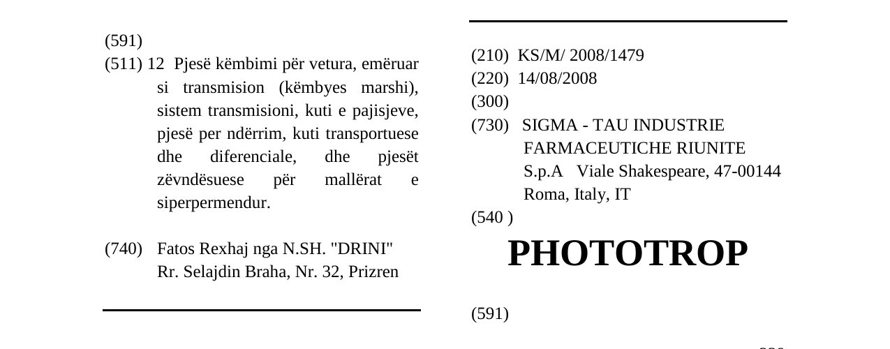 Zëri i markës PHOTOTROP në buletin