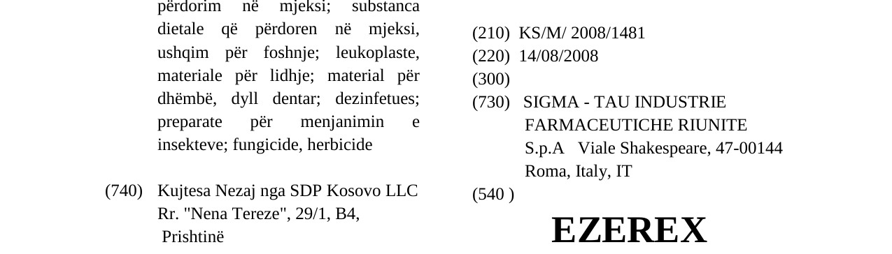 Zëri i markës EZEREX në buletin