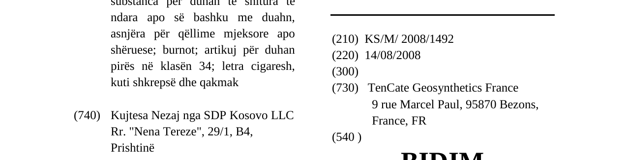 Zëri i markës BIDIM në buletin