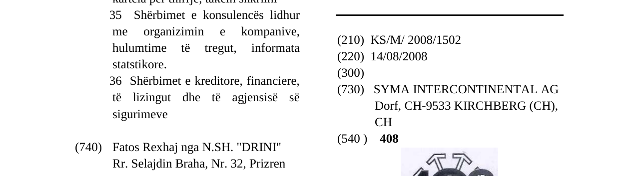 Zëri i markës 408 në buletin