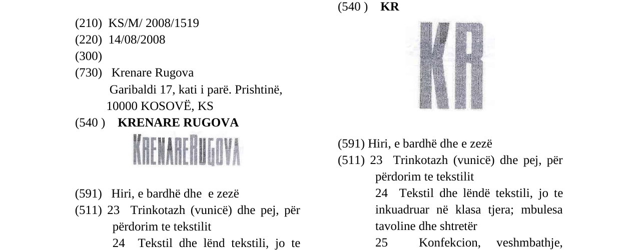 Zëri i markës KRENARE RUGOVA në buletin