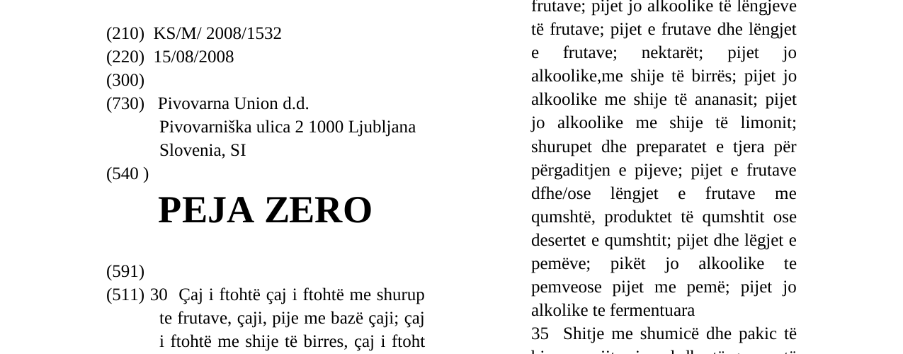 Zëri i markës PEJA ZERO në buletin