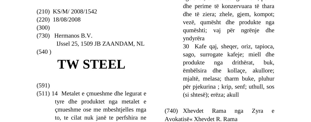 Zëri i markës TW STEEL në buletin