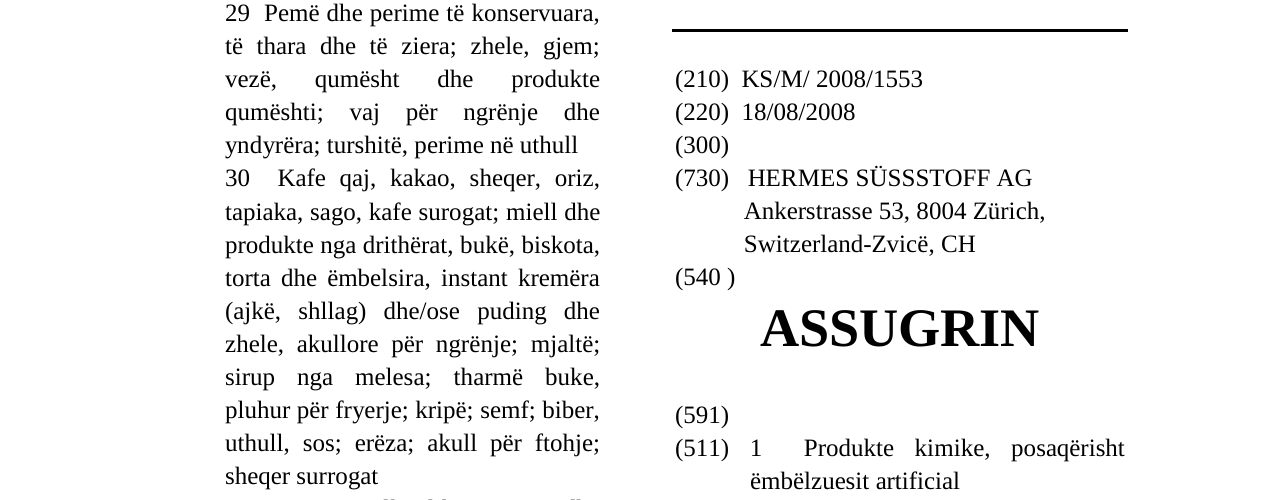 Zëri i markës ASSUGRIN në buletin
