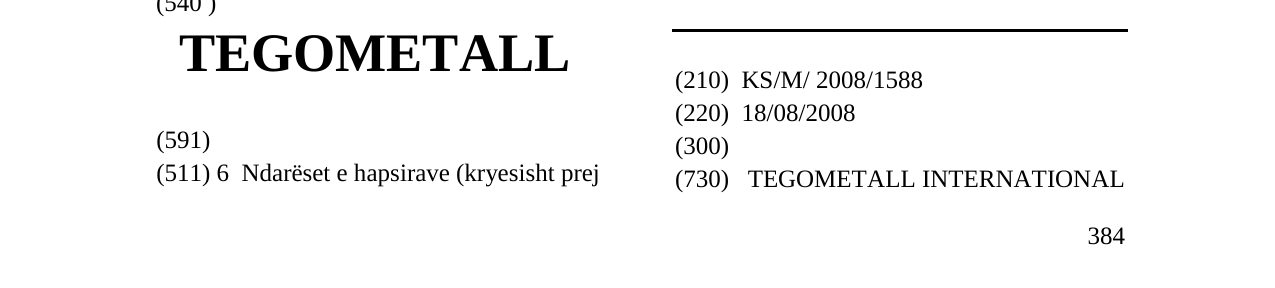 Zëri i markës TEGO në buletin