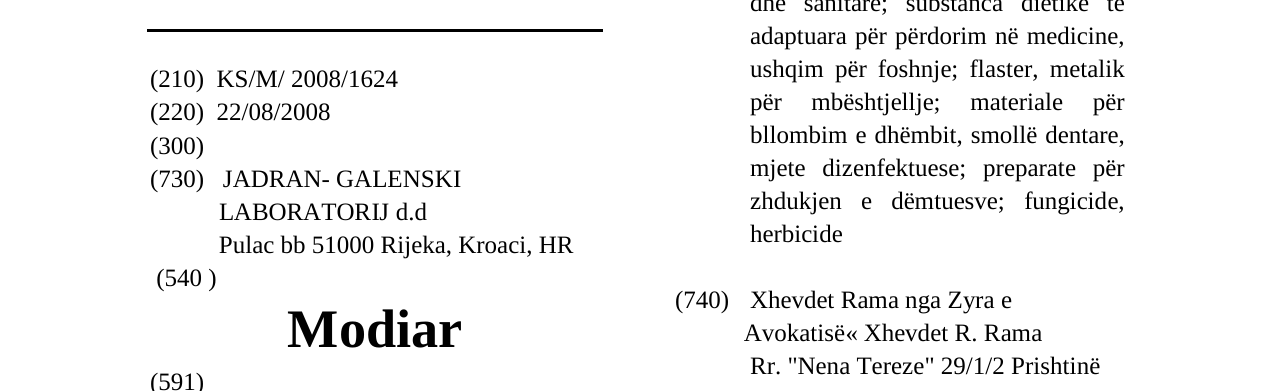 Zëri i markës Modiar në buletin