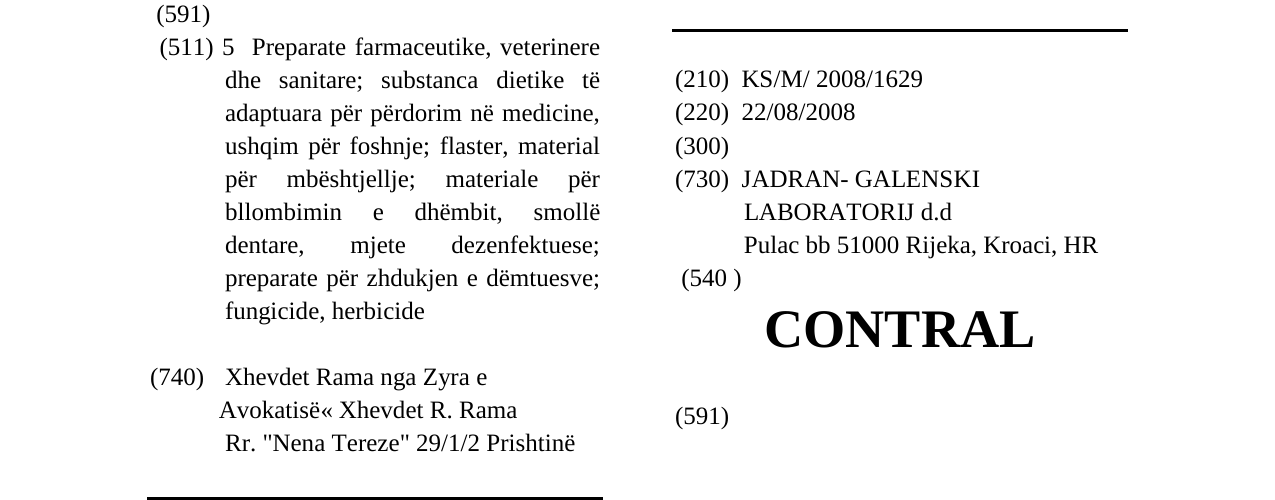 Zëri i markës CONTRAL në buletin