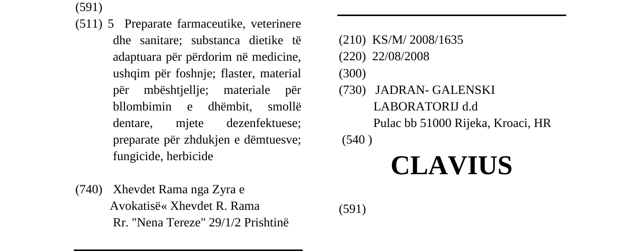 Zëri i markës CLAVIUS në buletin