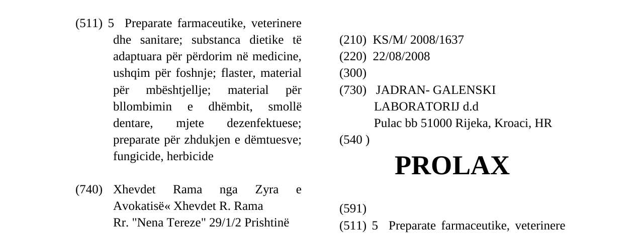 Zëri i markës PROLAX në buletin