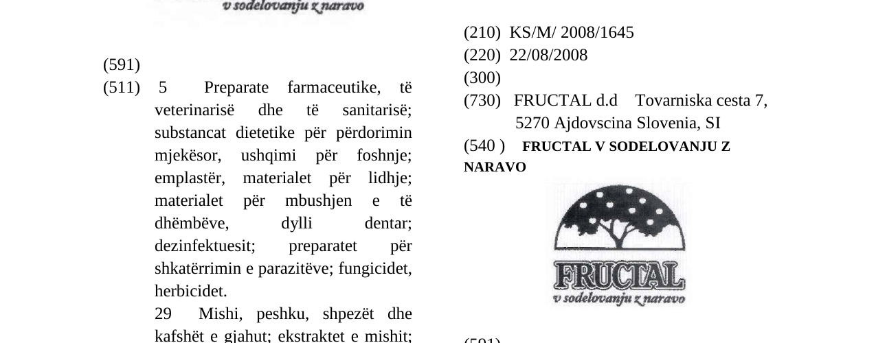 Zëri i markës FRUCTAL V SODELOVANJU Z NARAVO në buletin