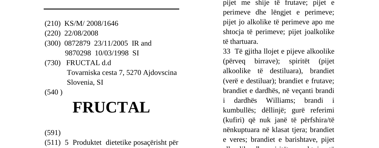 Zëri i markës FRUCTAL në buletin