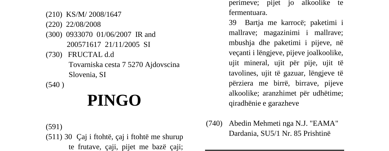 Zëri i markës PINGO në buletin