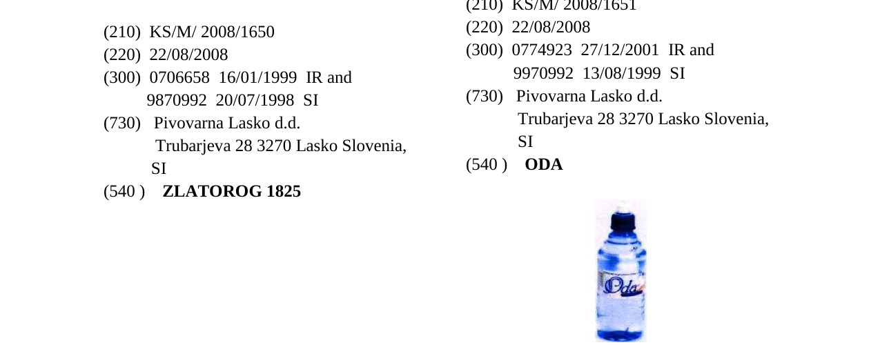 Zëri i markës ZLATOROG 1825 në buletin