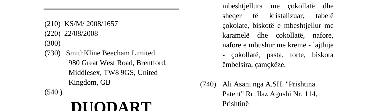 Zëri i markës DUODART në buletin