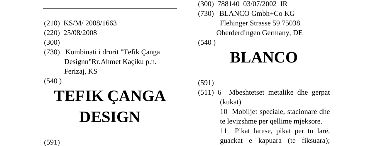 Zëri i markës TEFIK ÇANGA DESIGN në buletin
