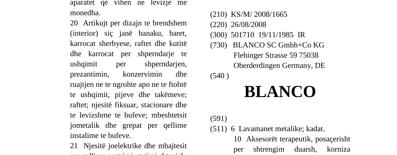 Zëri i markës BLANCO në buletin