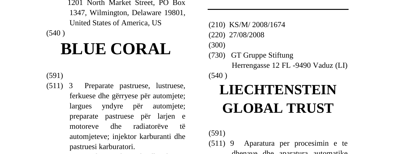 Zëri i markës LIECHTENSTEIN GLOBAL TRUST në buletin