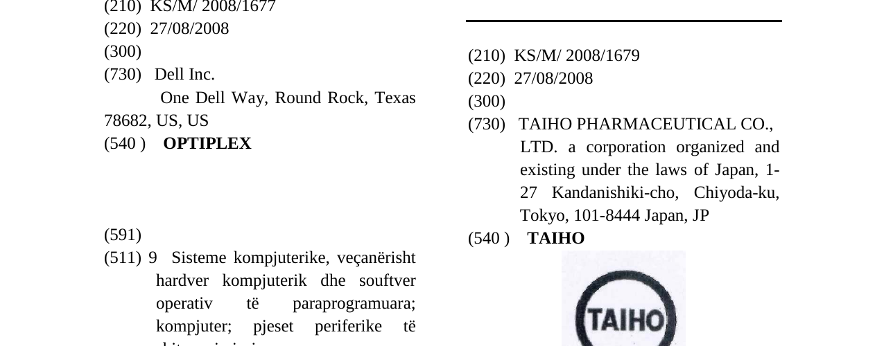 Zëri i markës TAIHO në buletin