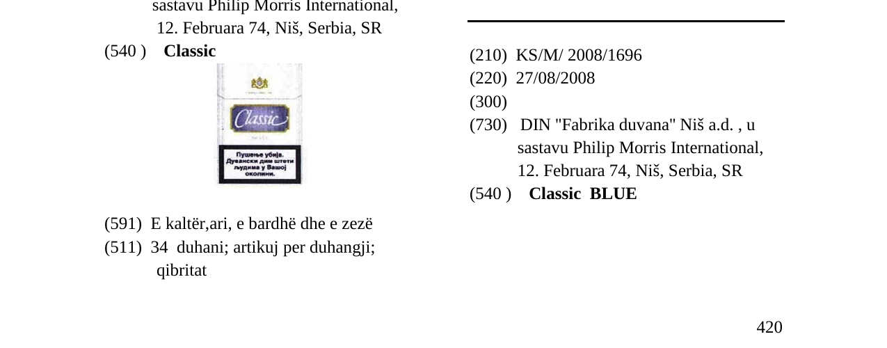 Zëri i markës Classic BLUE në buletin