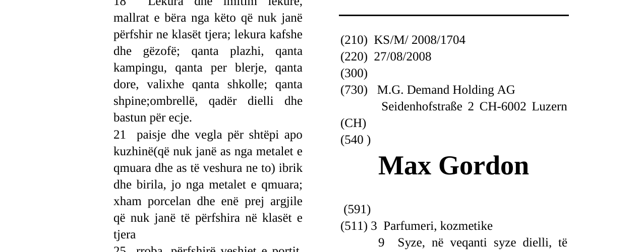 Zëri i markës Max Gordon në buletin