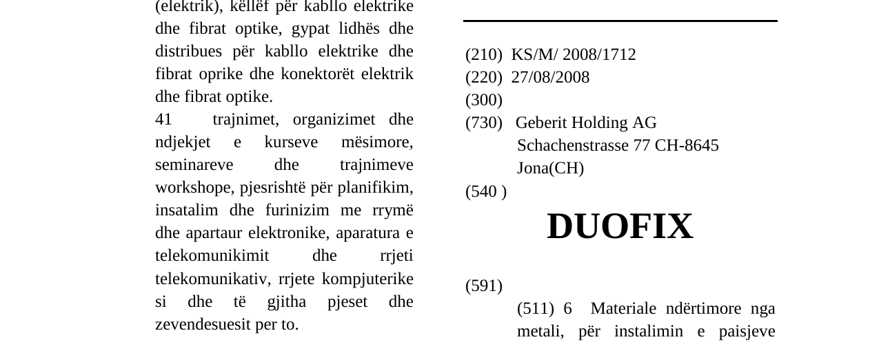Zëri i markës DUOFIX në buletin