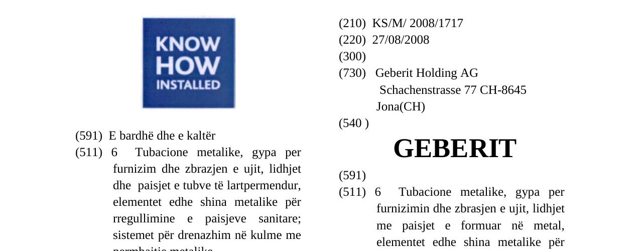 Zëri i markës GEBERIT në buletin