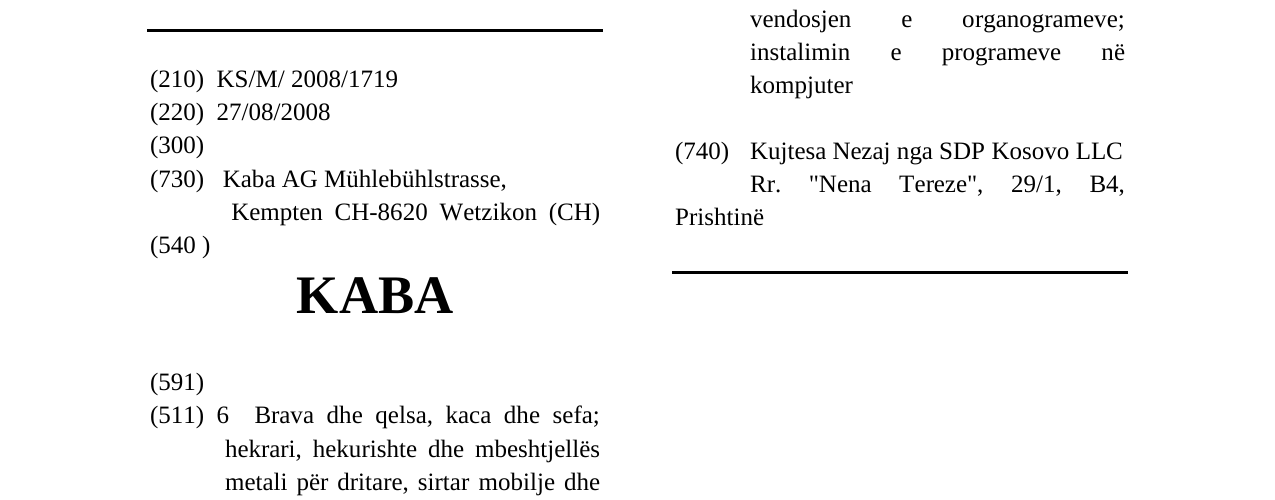 Zëri i markës KABA në buletin