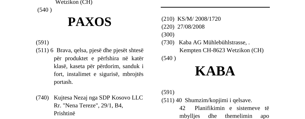 Zëri i markës KABA në buletin