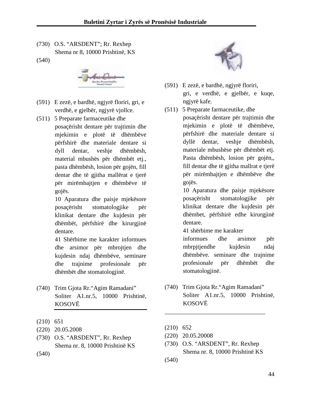Faqja 44 e buletinit
