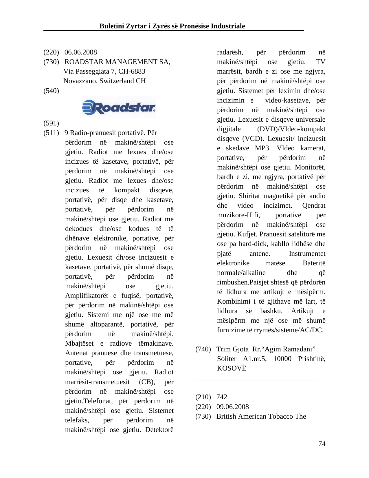 Faqja 74 e buletinit