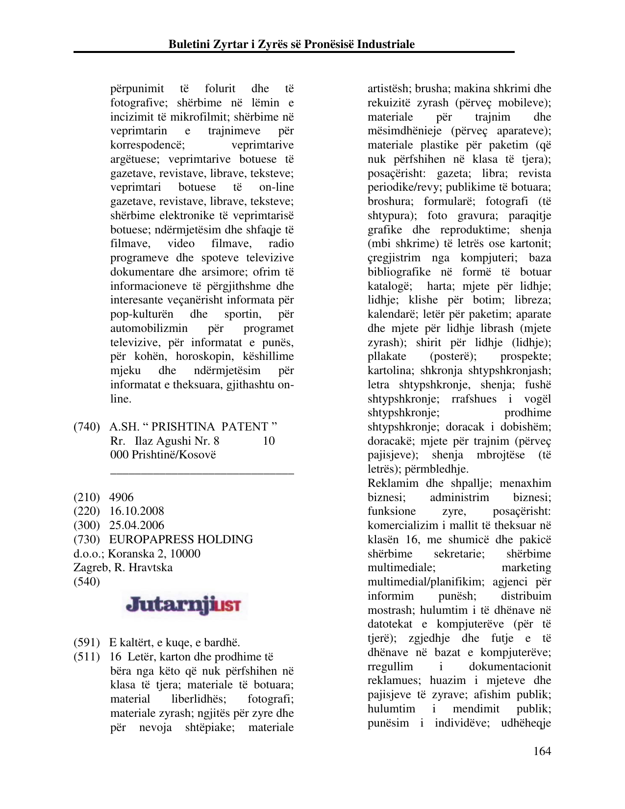 Faqja 164 e buletinit