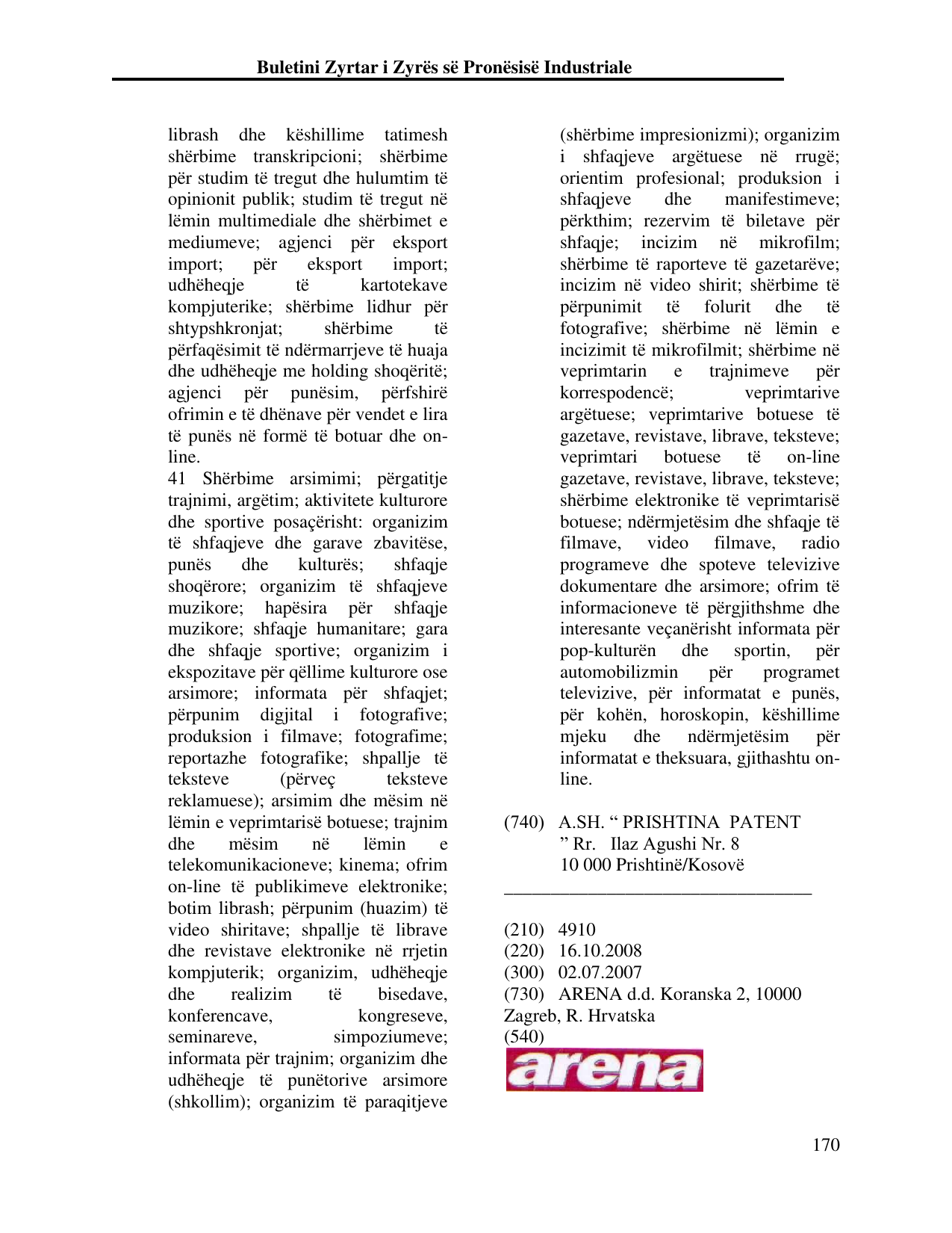 Faqja 170 e buletinit