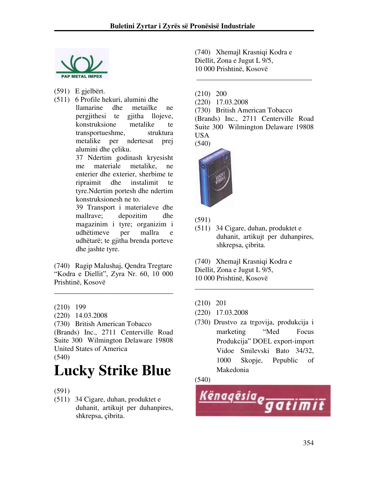 Faqja 354 e buletinit