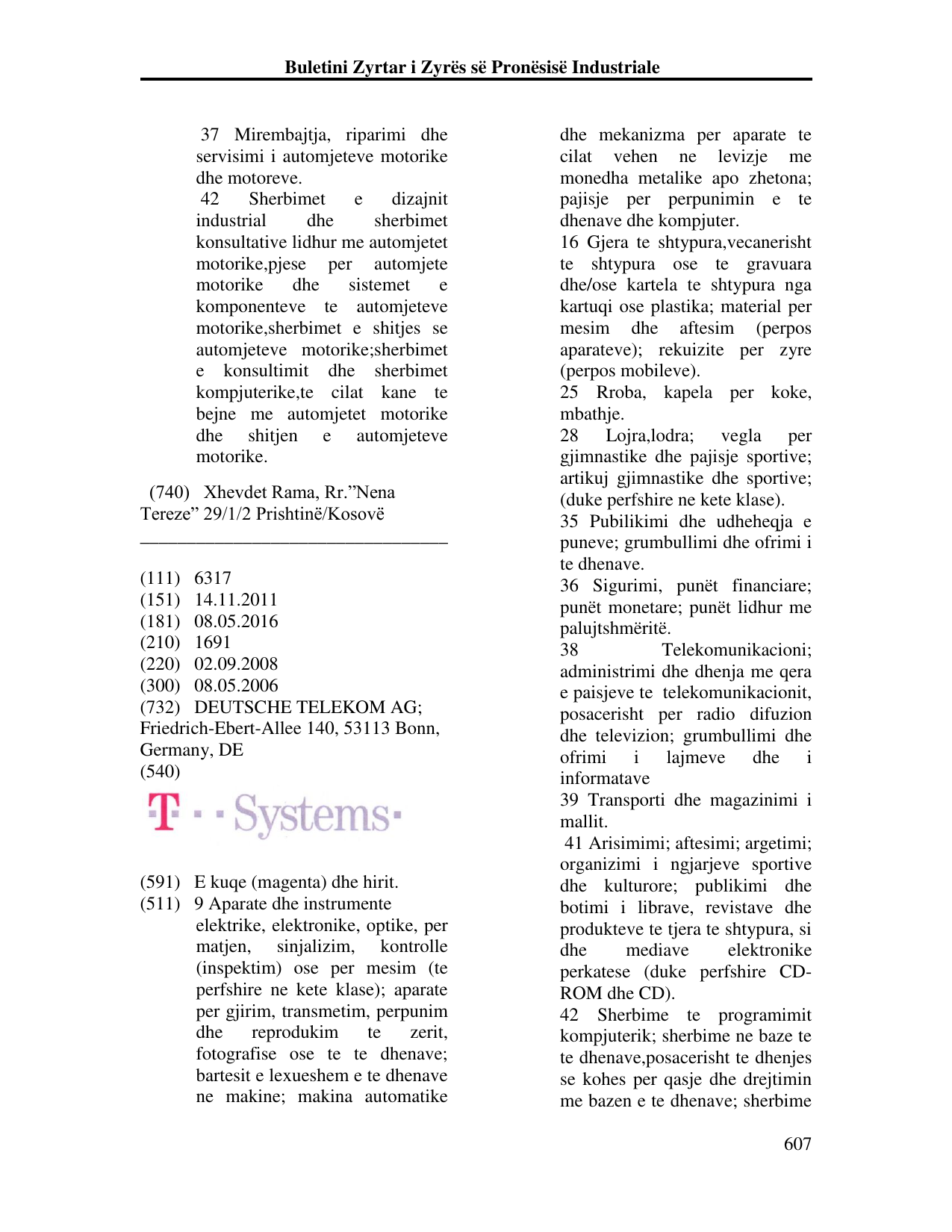 Faqja 607 e buletinit