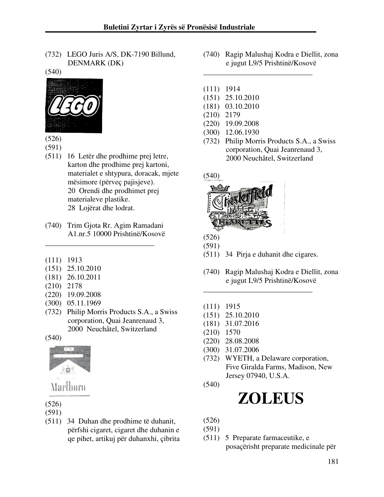 Faqja 190 e buletinit