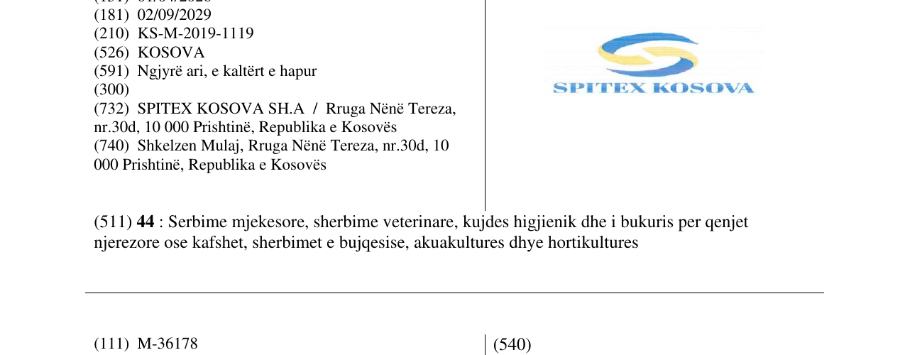 Zëri i markës SPITEX KOSOVA në buletin