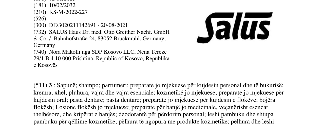 Zëri i markës Salus në buletin
