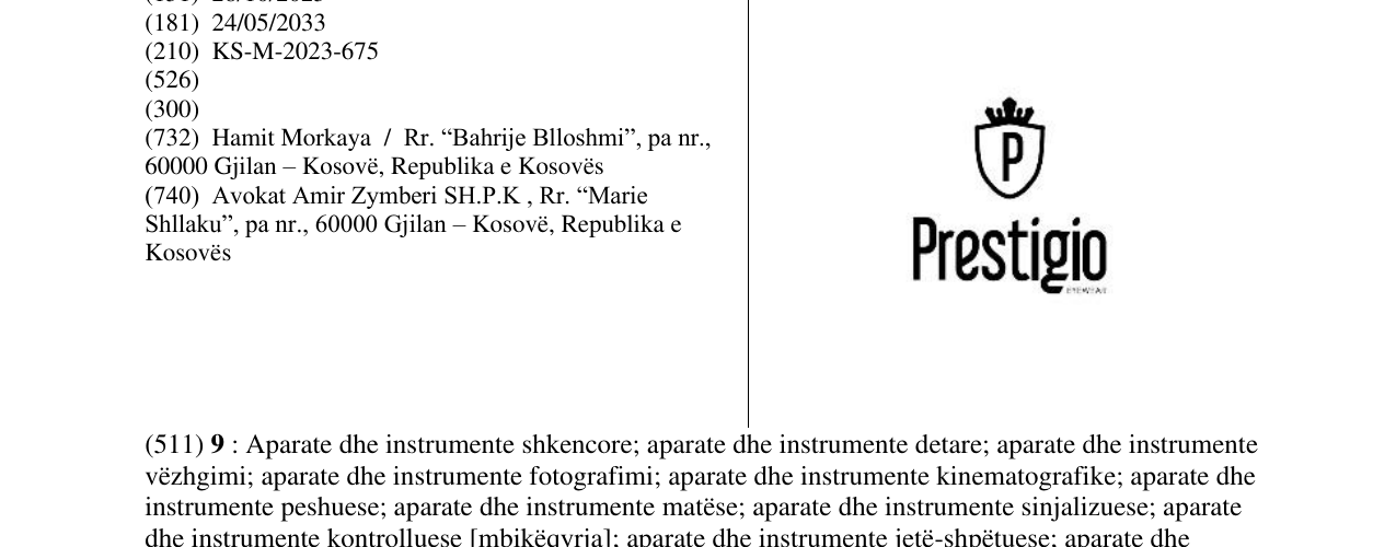 Zëri i markës PRESTIGIO në buletin