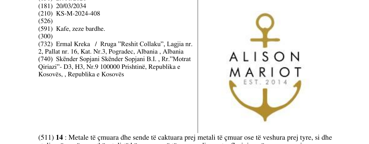 Zëri i markës ALISON MARIOT në buletin