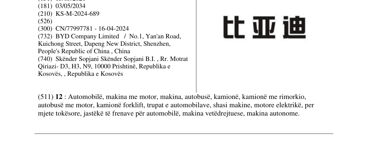 Zëri i markës BYD në buletin