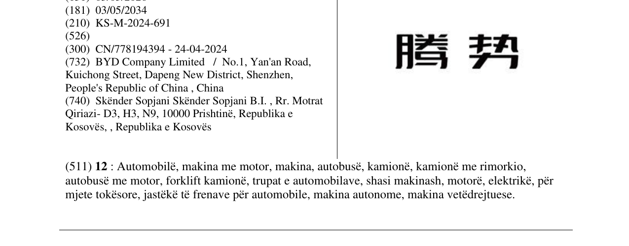 Zëri i markës BYD në buletin