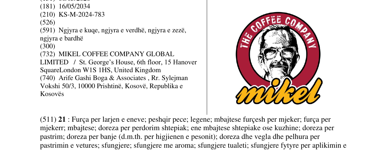 Zëri i markës the coffee company MIKEL në buletin