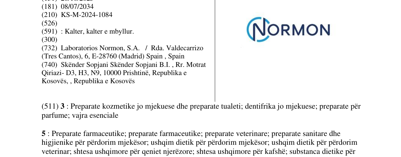 Zëri i markës NORMON në buletin