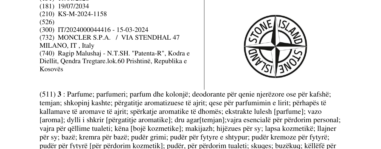 Zëri i markës STONE ISLAND në buletin