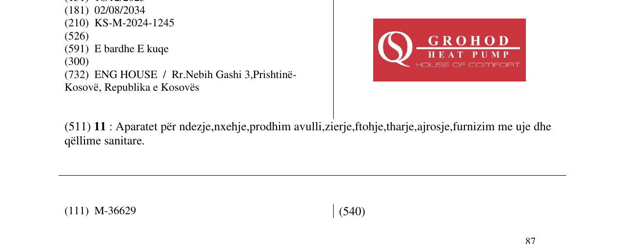 Zëri i markës GROHOD HEAT PUMP në buletin