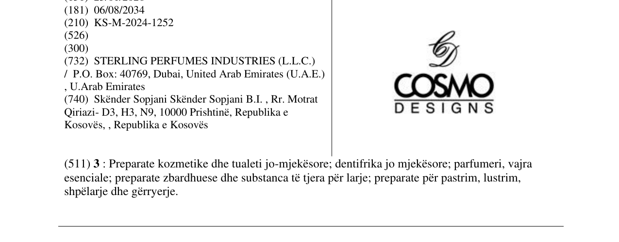 Zëri i markës COSMO DESIGNS në buletin