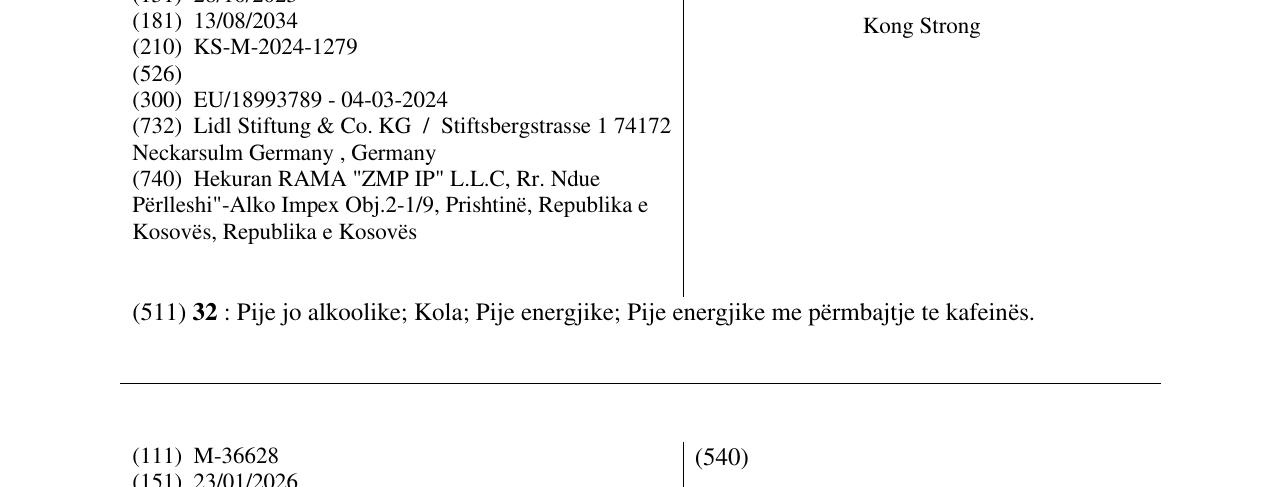 Zëri i markës Kong Strong në buletin